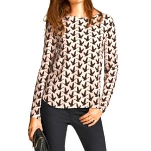 Back-button Print Blouse